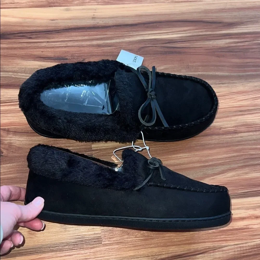 Sonoma Men's Black Fur-Lined Slip-Ons